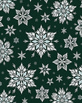 Winter White Snowflake Forest Green Rug