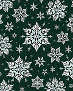 Winter White Snowflake Forest Green Rug