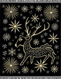 Golden Reindeer Snowflake Night Rug