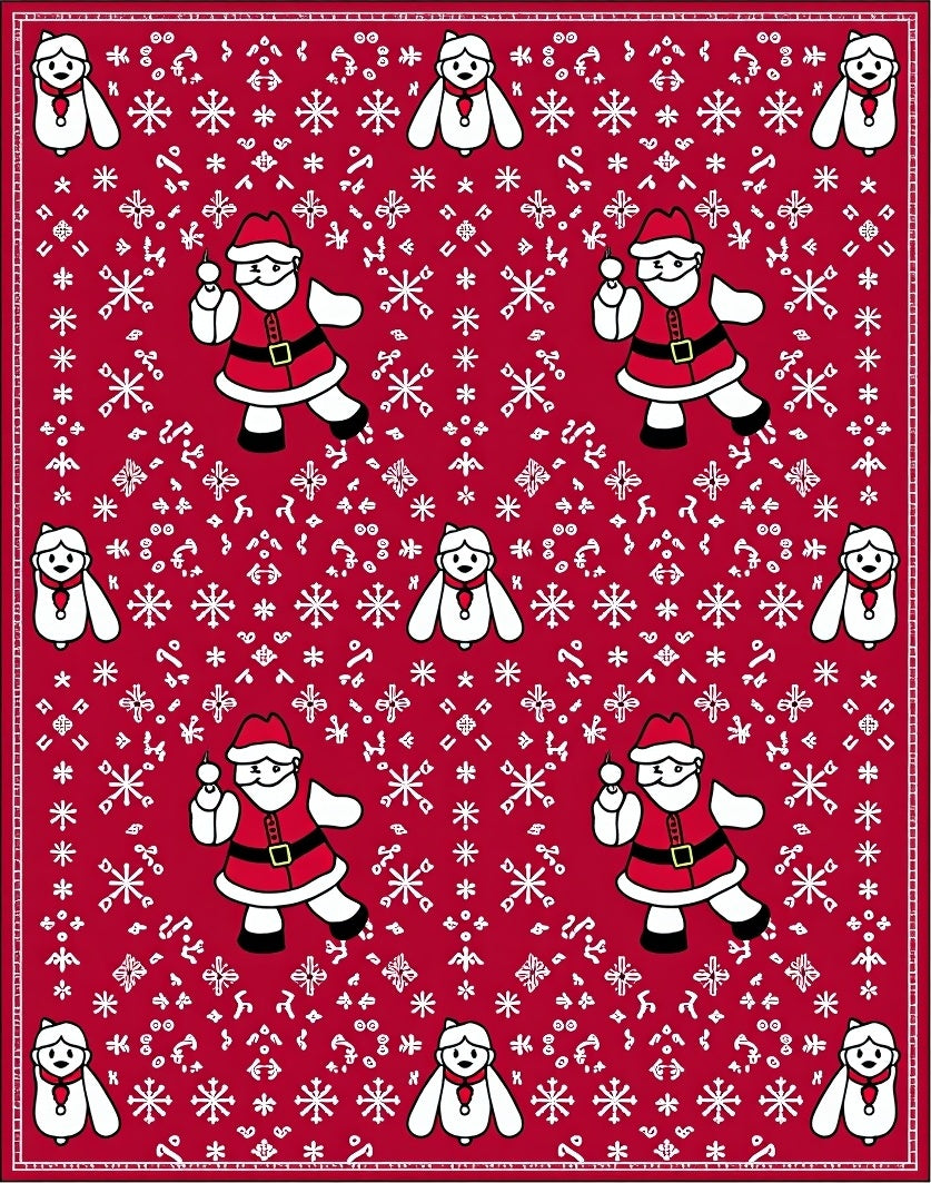 Festive Red Santa Snowflake Charm Rug