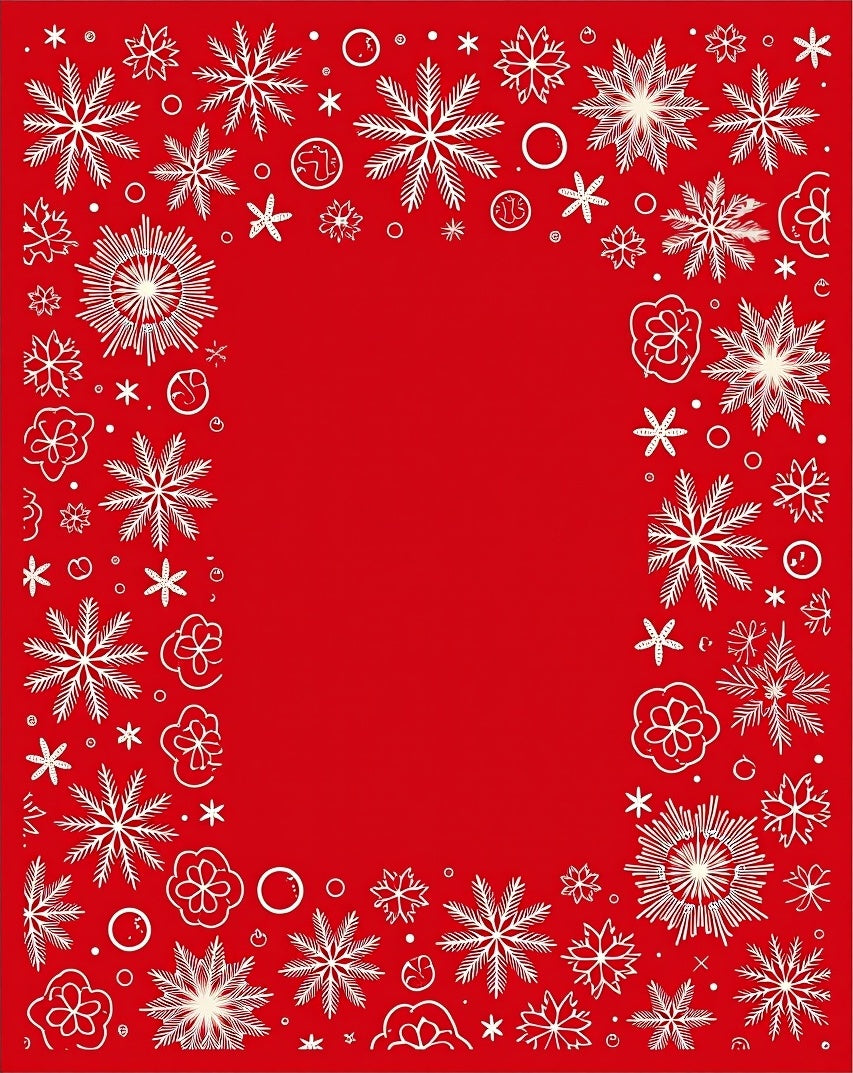Crimson white abstract snowflake collection Rug