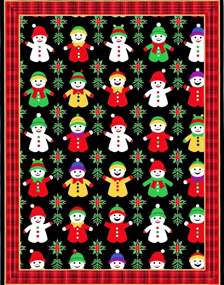 Christmas Snowman Holly Border Rug
