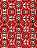 Crimson White Green Floral Square Rug