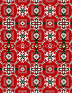 Crimson White Green Floral Square Rug