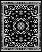 Black and White Floral Medallion Blanket Rug
