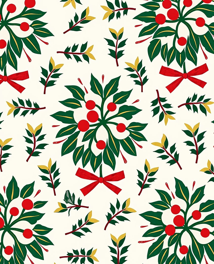 Red Green Berry Holiday Ribbon Rug