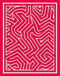 Vibrant Red Geometric Maze Layout Rug