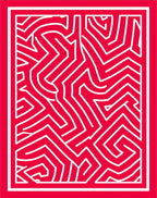 Vibrant Red Geometric Maze Layout Rug