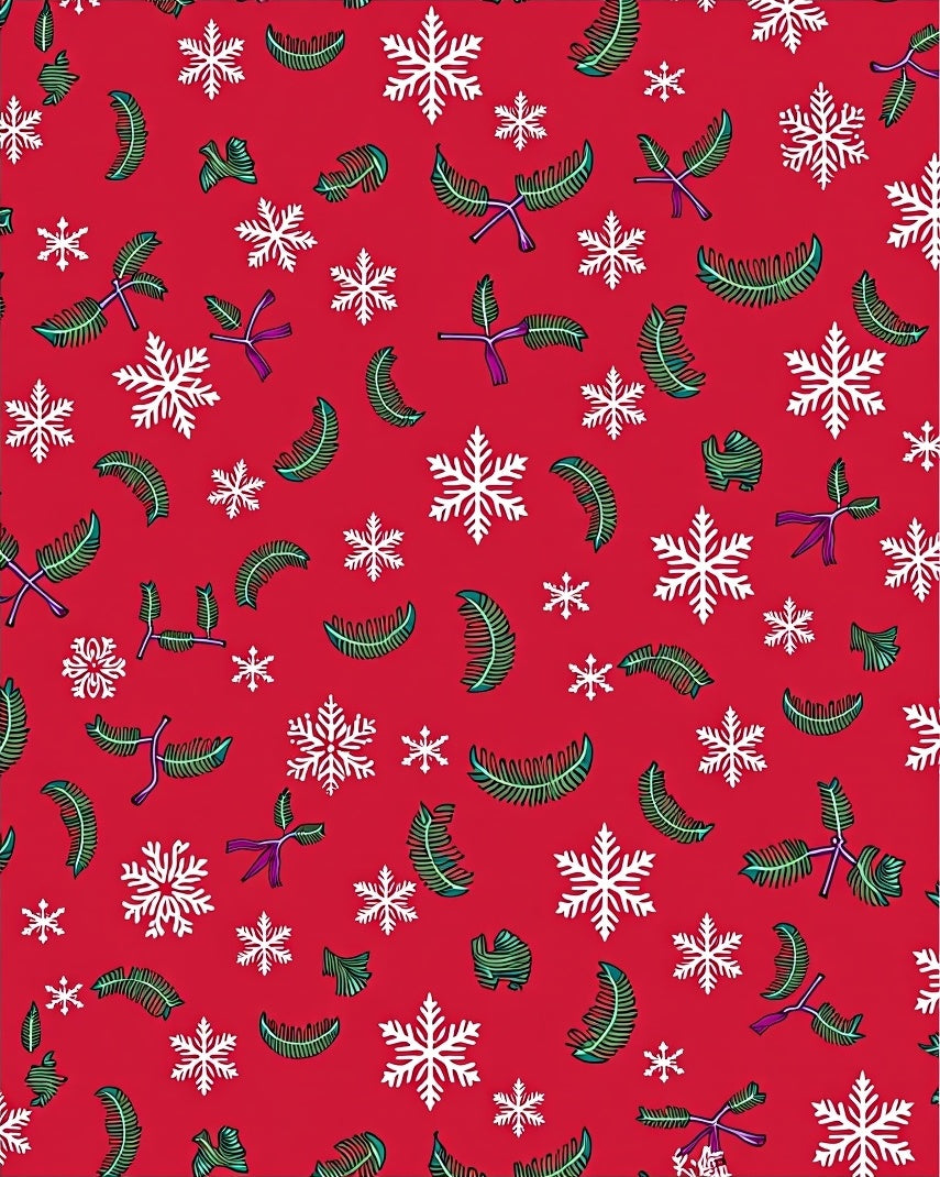 Crimson Snowflakes Green Boughs Rug