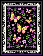 Vibrant Yellow Pink Butterfly Garden Rug