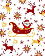 Festive Santa Sleigh Reindeer Snowflakes Rug