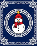Festive Blue Snowman Snowflake Frame Rug