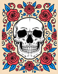 Crimson Floral Skull Accent Rug