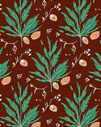 Green Leafed Herbal Brown Background Rug