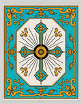 Turquoise Golden Sunburst Medallion Rug