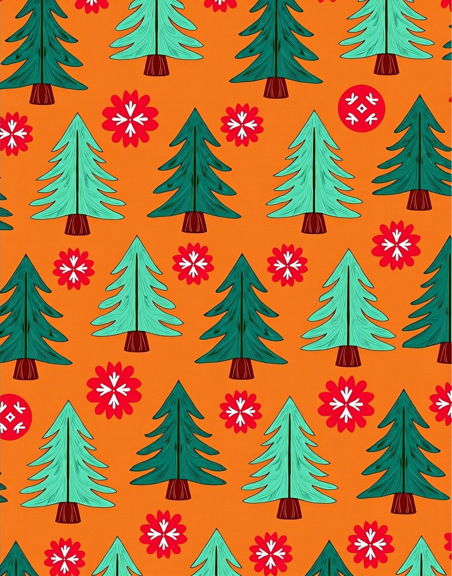 Teal White Pine Red Snowflakes Rug