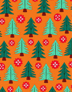 Teal White Pine Red Snowflakes Rug
