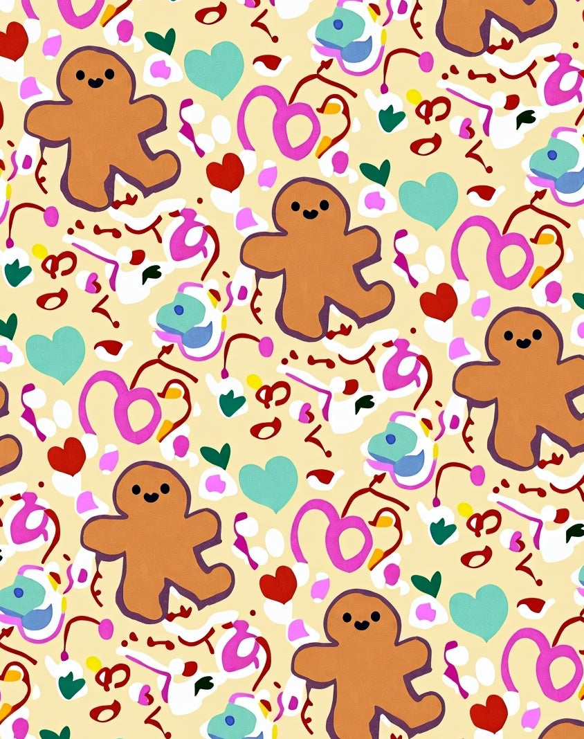 Whimsical Gingerbread Heart Confetti Rug