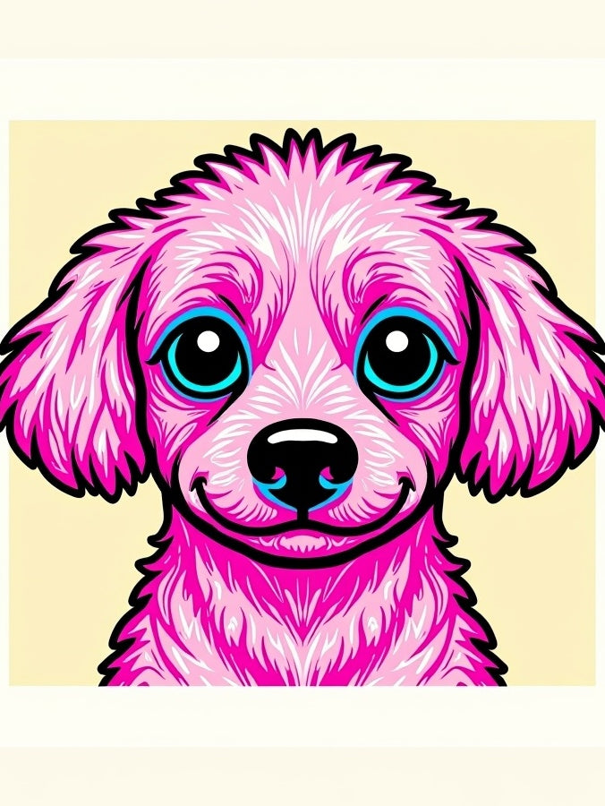 Vibrant Pink Dog Face Graphic Rug