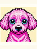 Vibrant Pink Dog Face Graphic Rug