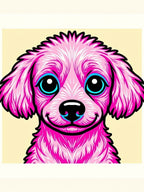 Vibrant Pink Dog Face Graphic Rug