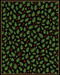 Emerald Pine Sprigs Red Orb Folk Art Rug