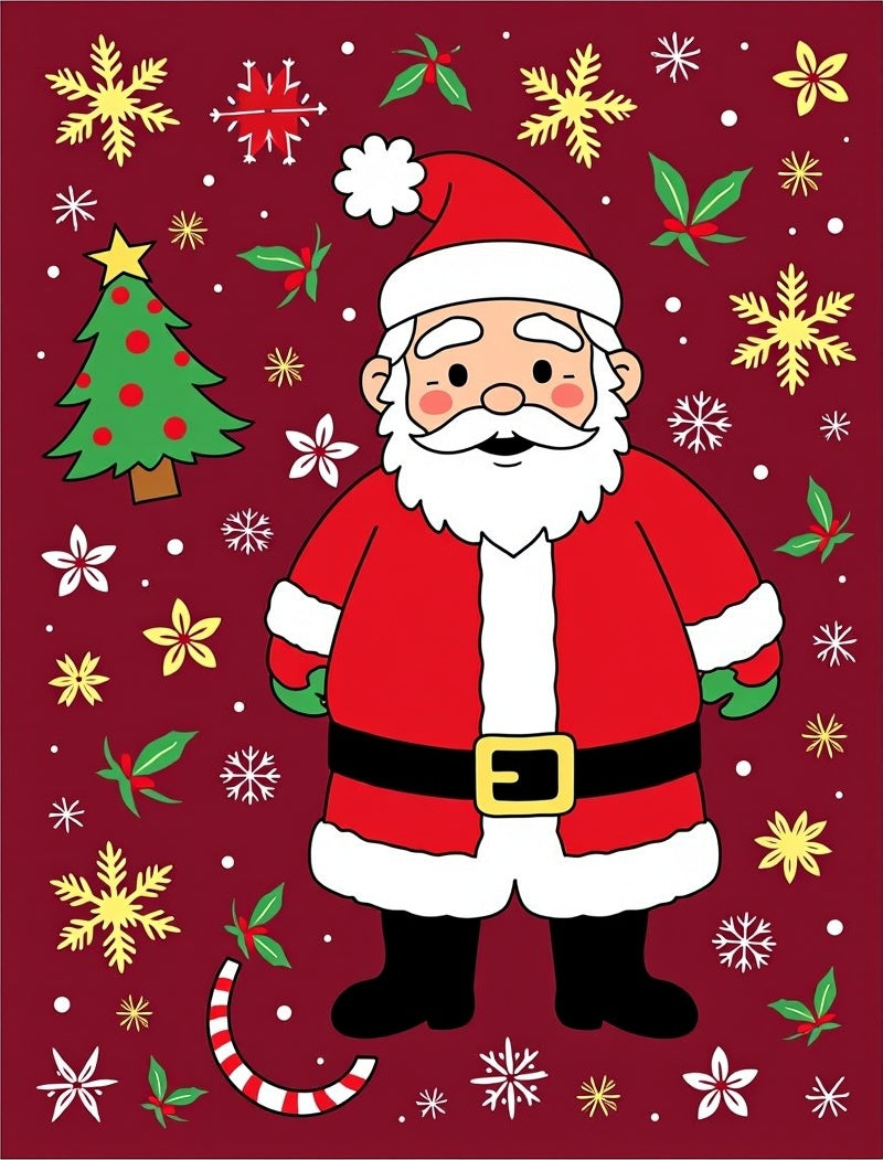 Joyful Santa Claus Christmas Characters Rug