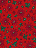 Red and Green Floral Poinsettia Medley Rug