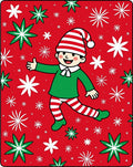 Happy Holiday Elf Red Snowflake Rug