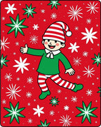Happy Holiday Elf Red Snowflake Rug