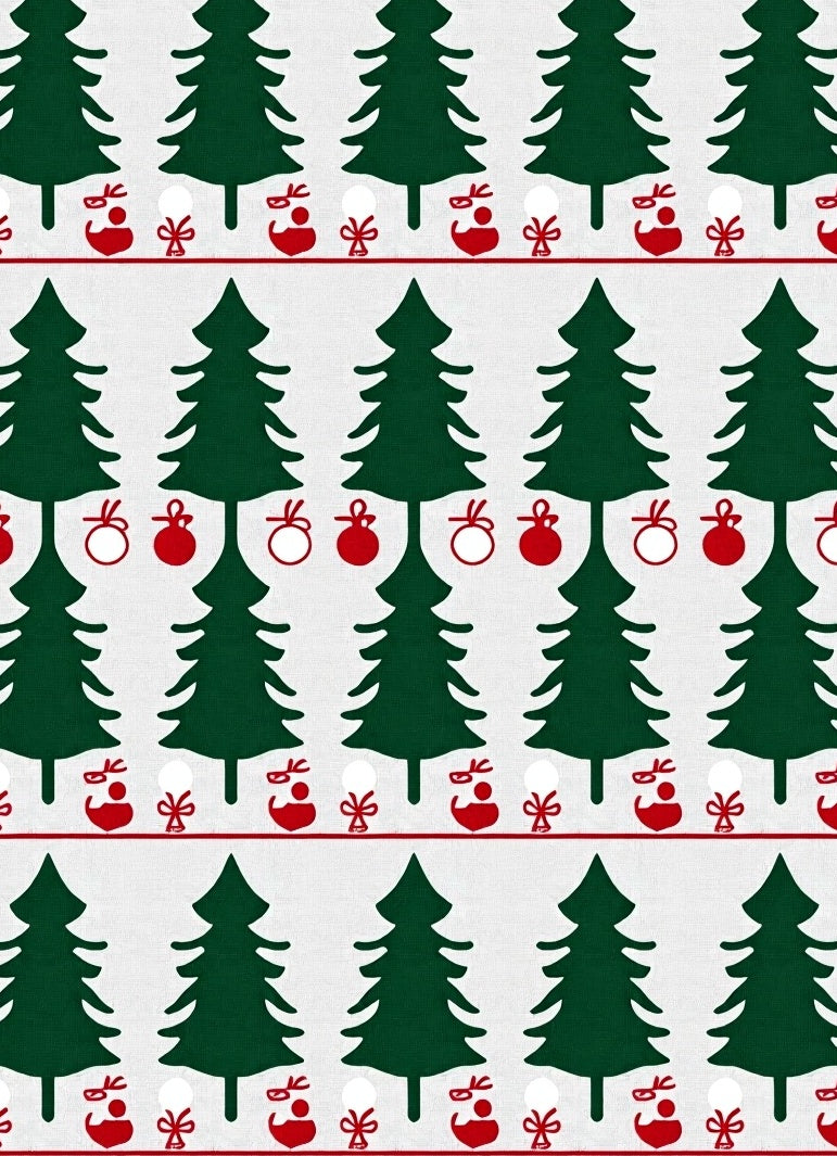 Green Tree Red Bauble Holiday Collection Rug