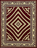 Deep Red And Cream Medallion Border Rug