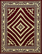 Deep Red And Cream Medallion Border Rug