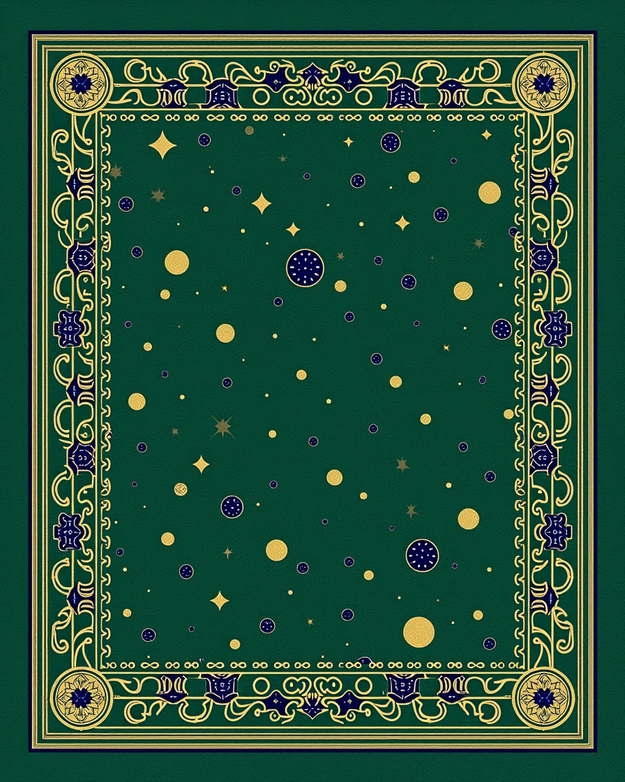 Emerald Green Cosmic Star Burst Rug
