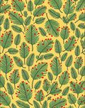 Festive Green Palm Fronds Red Berries Rug
