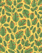 Festive Green Palm Fronds Red Berries Rug