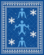 Blue Winter Figures Snowflake Snowfall Rug