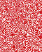 Vibrant Red Swirl Linear Abstract Rug