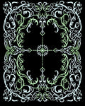 Light Green White Floral Scrollwork Medallion Rug