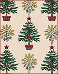 Festive Green Christmas Tree Plaid Medallion Rug