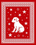 Crimson White Dog Star Border Rug