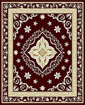 Crimson Gold Arabesque Floral Square Rug
