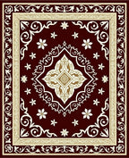 Crimson Gold Arabesque Floral Square Rug