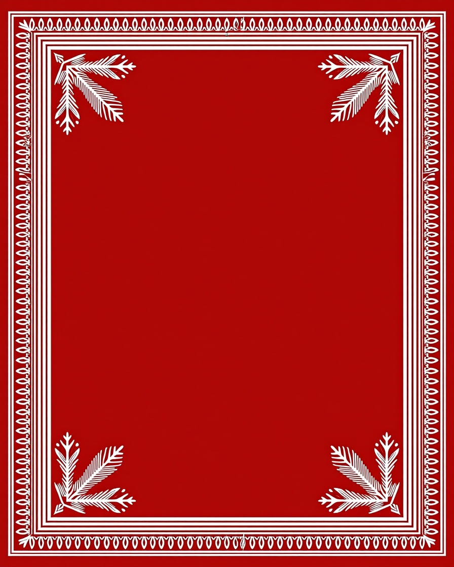Bold Red Fern Border Rug