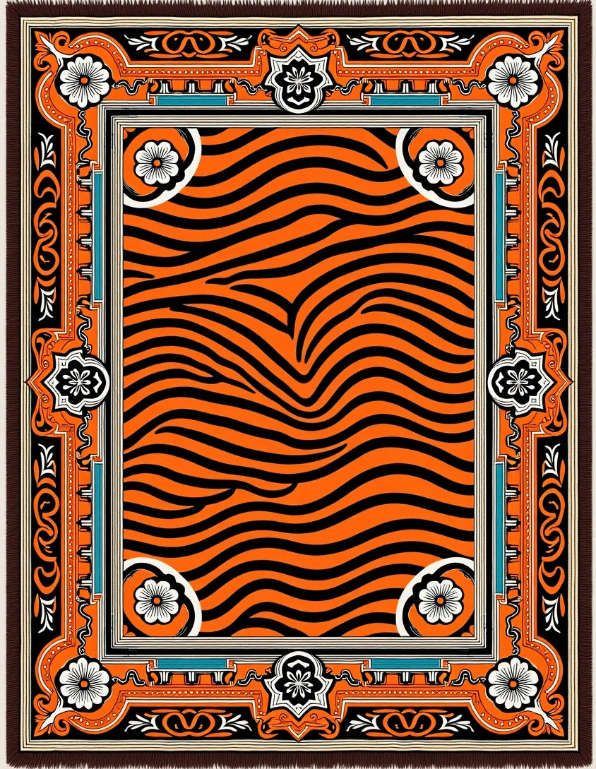 Bold Orange Black Tiger Stripe Rug