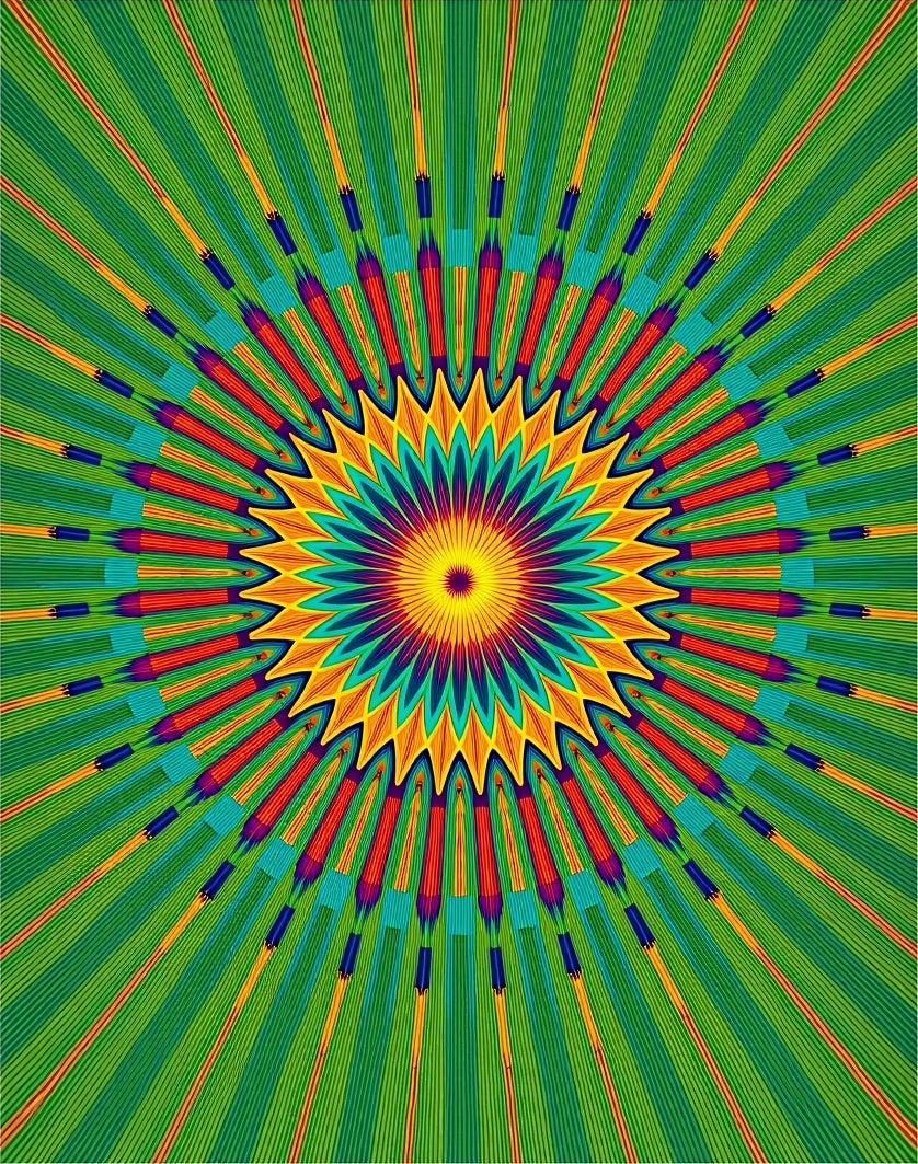 Vibrant Starburst Geometric Green Rug