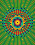 Vibrant Starburst Geometric Green Rug