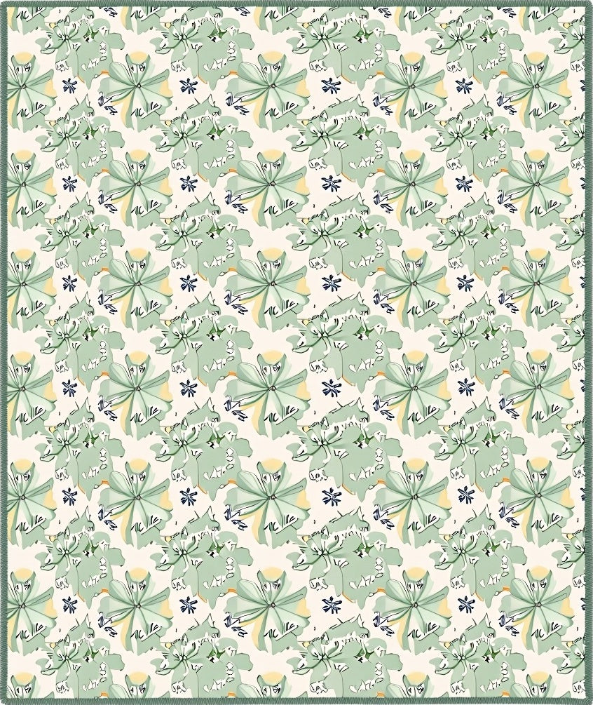 Light Green Abstract Floral Meadow Rug