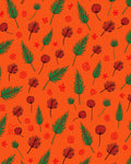 Vibrant Red Green Tropical Botanical Rug