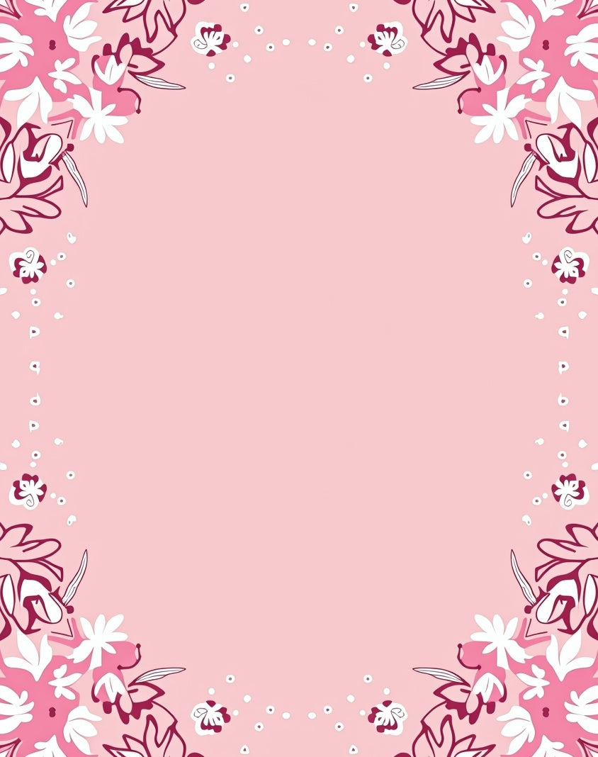 Pink Floral Cluster Border Rug